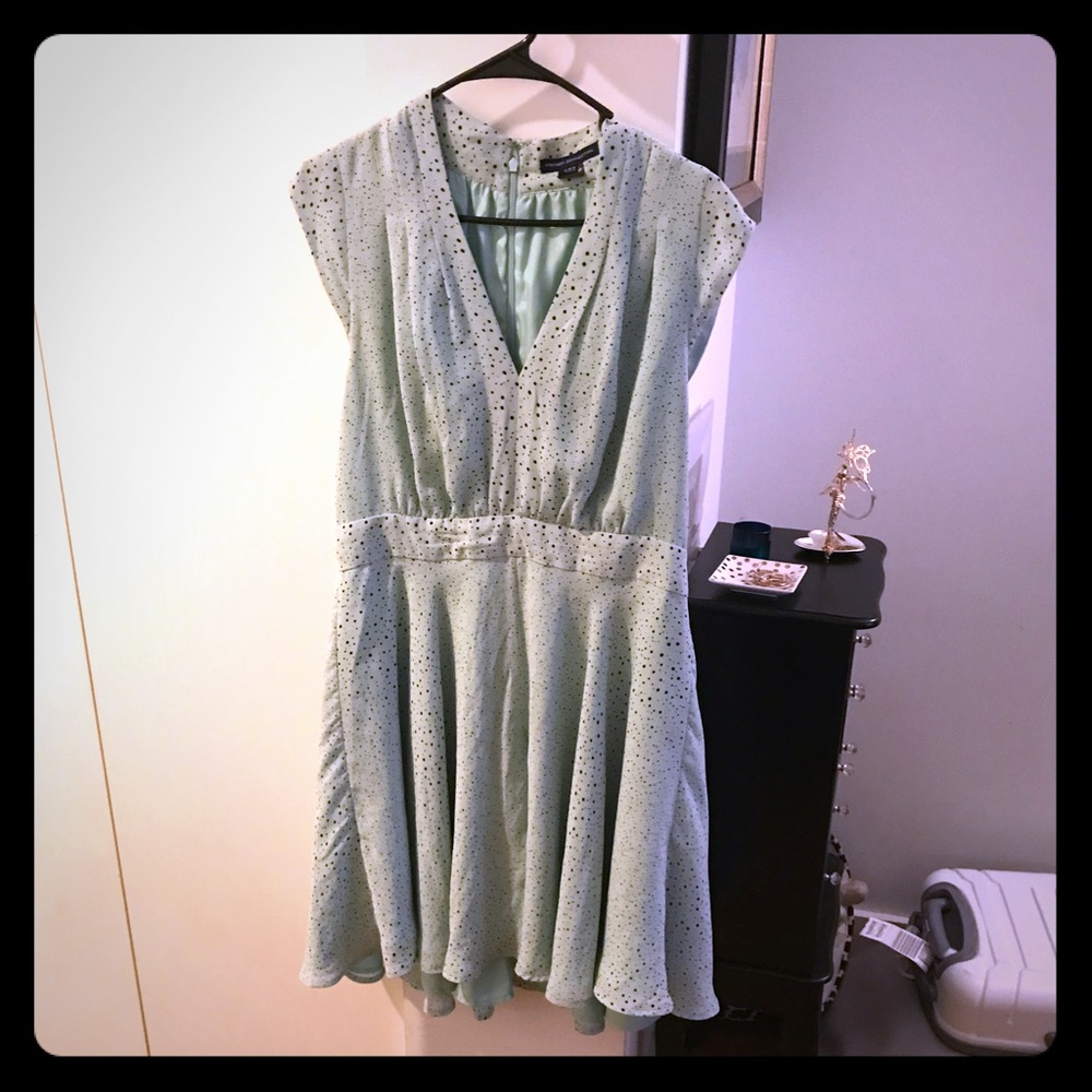 French Connection Mint Green Polka Dot Knee Dress